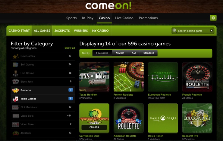 ComeOn Casino Games
